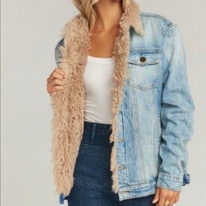 Show Me Your Mumu jean jacket fur faux lined